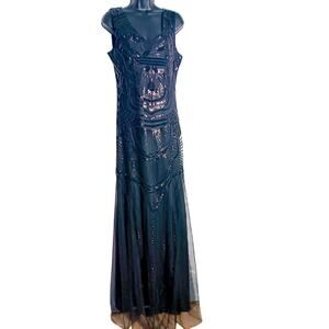 Black chiffon Sequined Fomal Maxi Dress size Medium